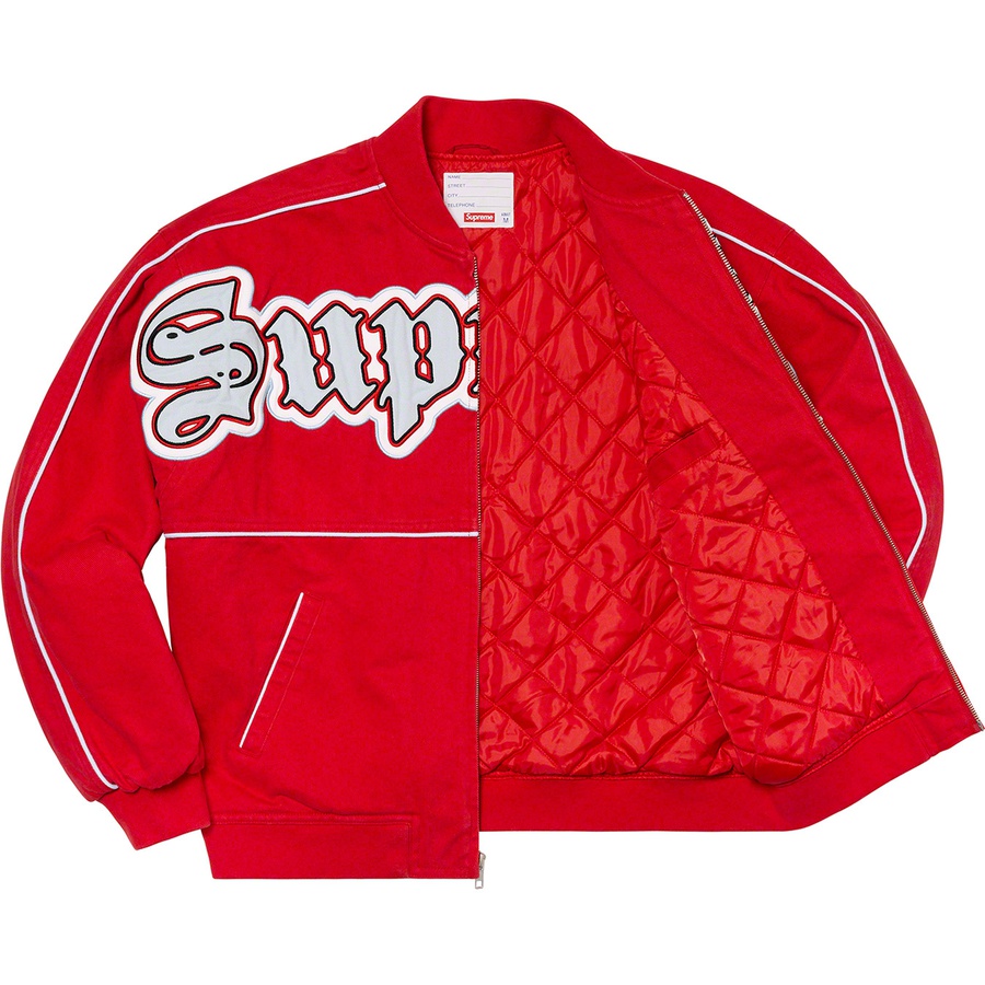 Supreme Twill Old English Varsity Jacket (SS21) - Red - $218