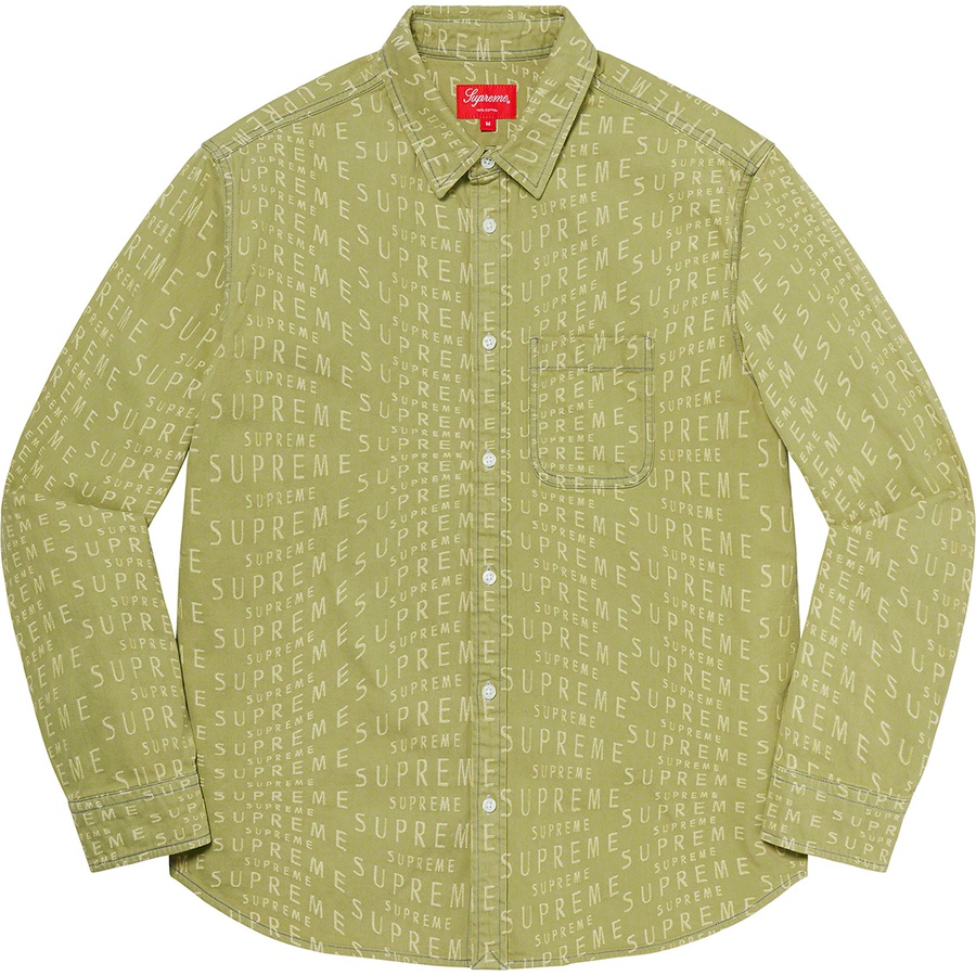 Supreme Warp Jacquard Logos Denim Shirt (SS21) - Sage - $148