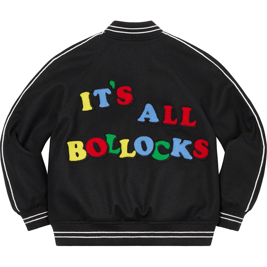 Supreme Jamie Reid Supreme It's All Bollocks Varsity Jacket (SS21) - Black - $368