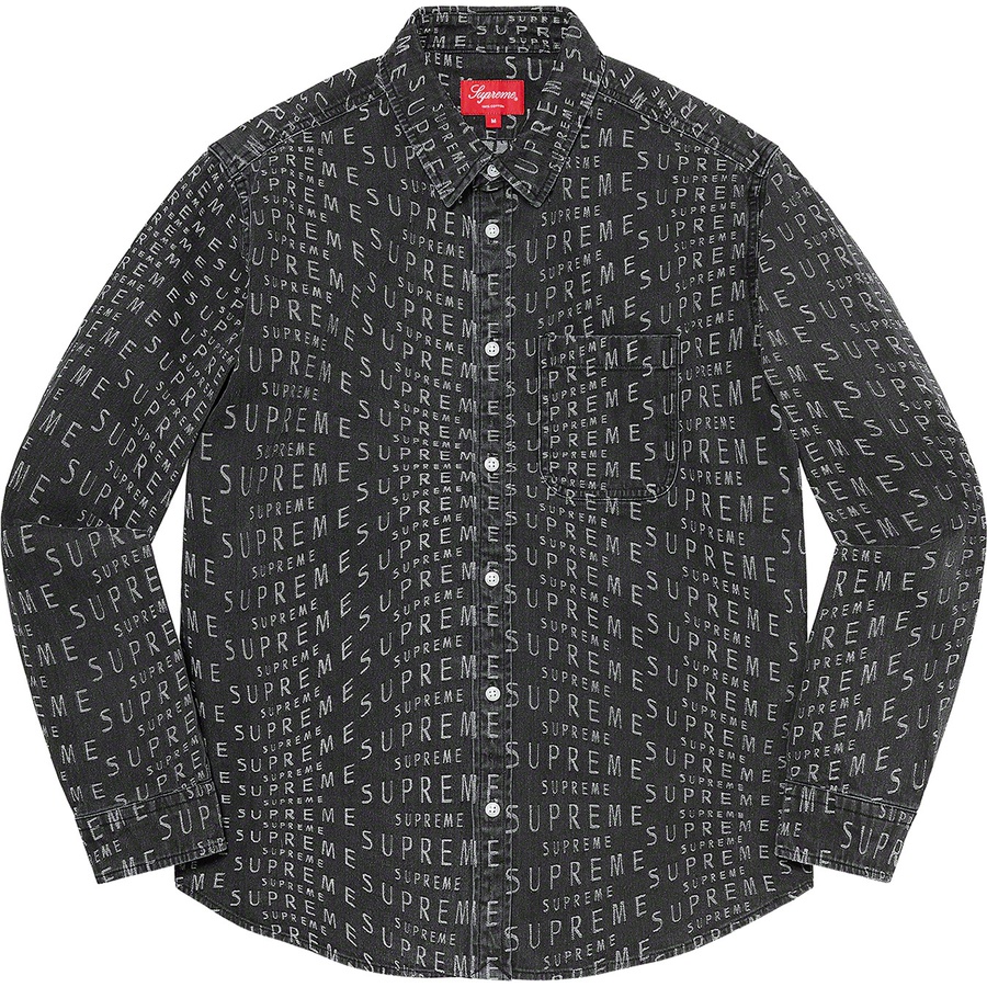 Supreme Warp Jacquard Logos Denim Shirt (SS21) - Black - $148