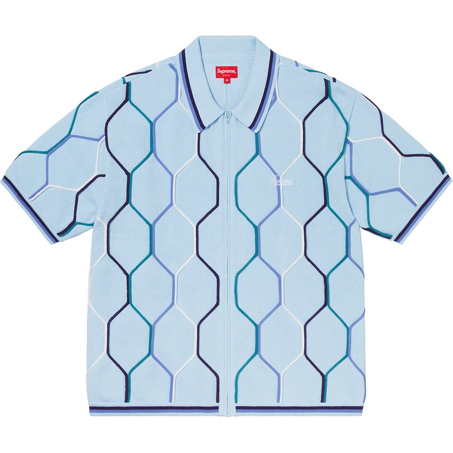 Supreme Hex Zip Up Polo (SS21) - Blue - $128
