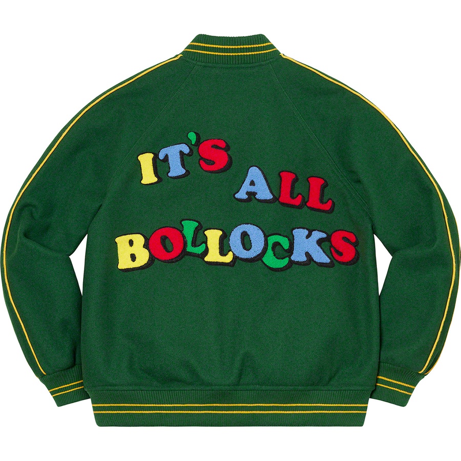 Supreme Jamie Reid Supreme It's All Bollocks Varsity Jacket (SS21) - Dark Green - $368