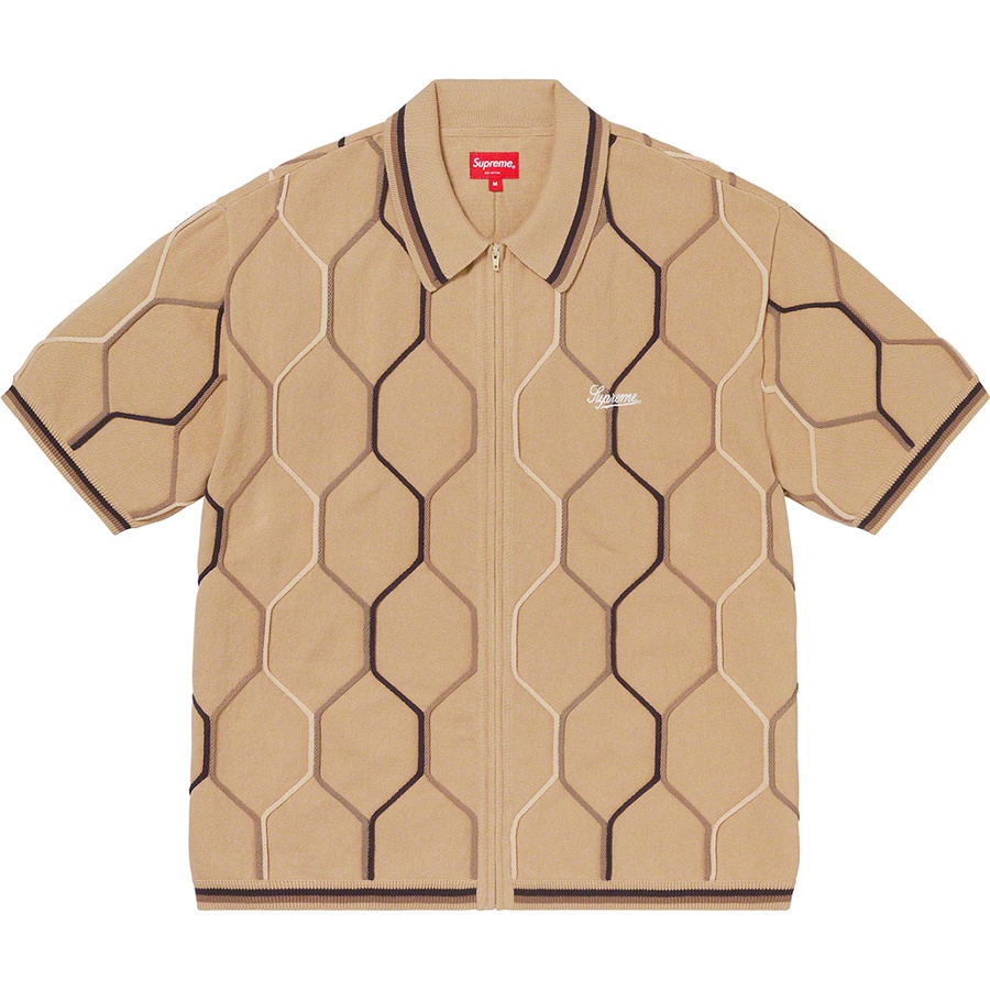 Supreme Hex Zip Up Polo (SS21) - Tan - $128