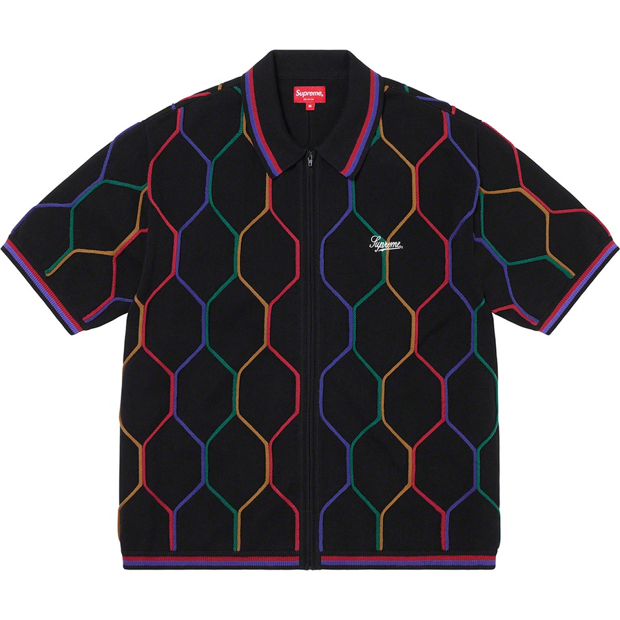 Supreme Hex Zip Up Polo (SS21) - Black - $128