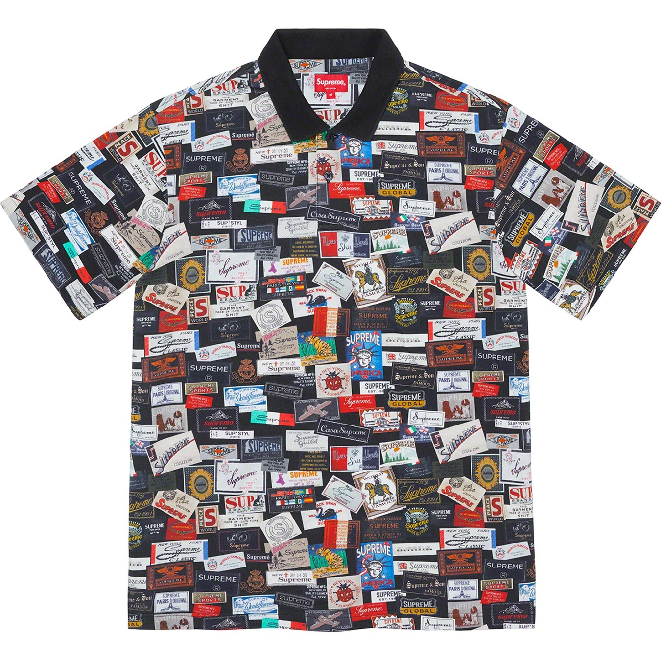 Supreme Labels Polo (SS21) - Black - $110
