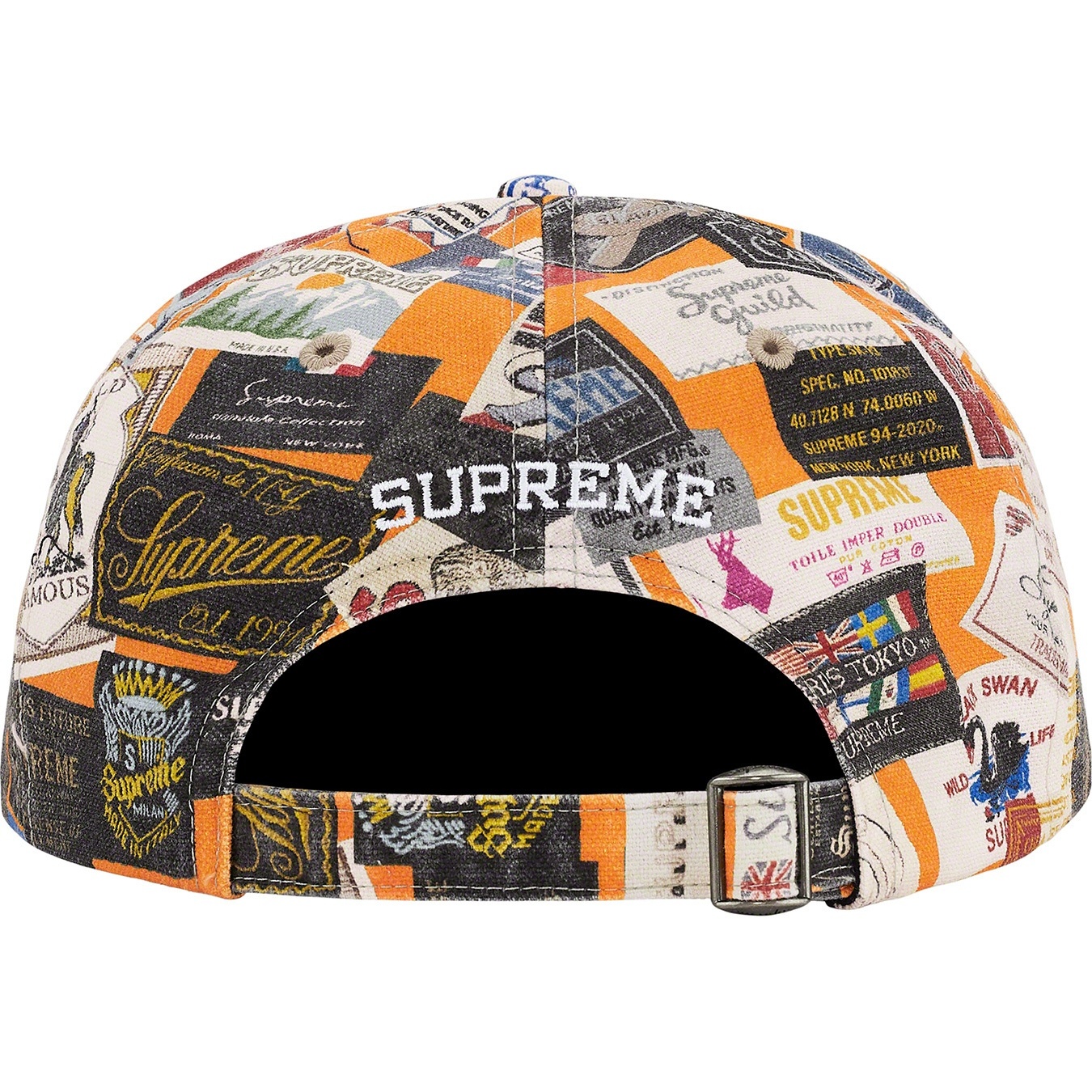 Supreme Labels 6-Panel (SS21) - Orange - $48