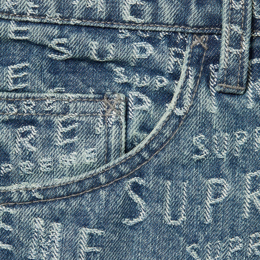 Supreme Warp Jacquard Logos Denim Painter Short (SS21) - Blue - $138