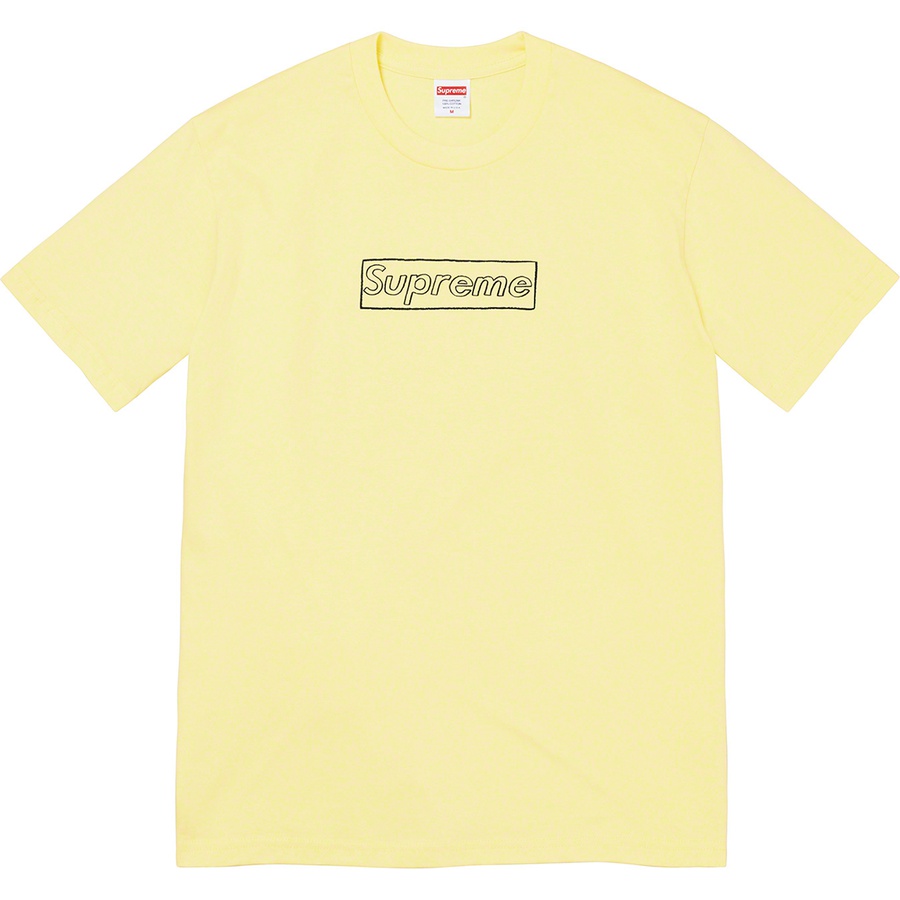 Supreme KAWS Chalk Logo Tee (SS21) - Pale Yellow - $38