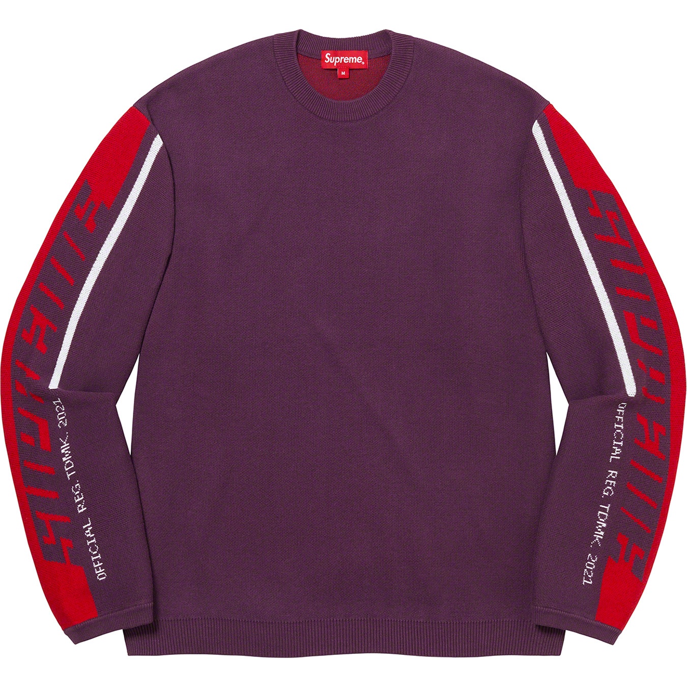Supreme Sleeve Stripe Sweater (FW21) - Plum - $138