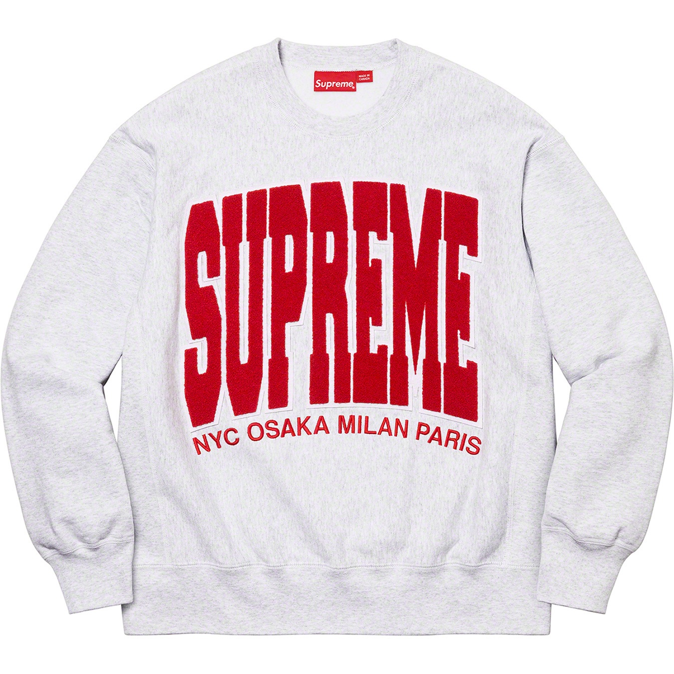 Supreme Cities Arc Crewneck (FW21) - Ash Grey - $158