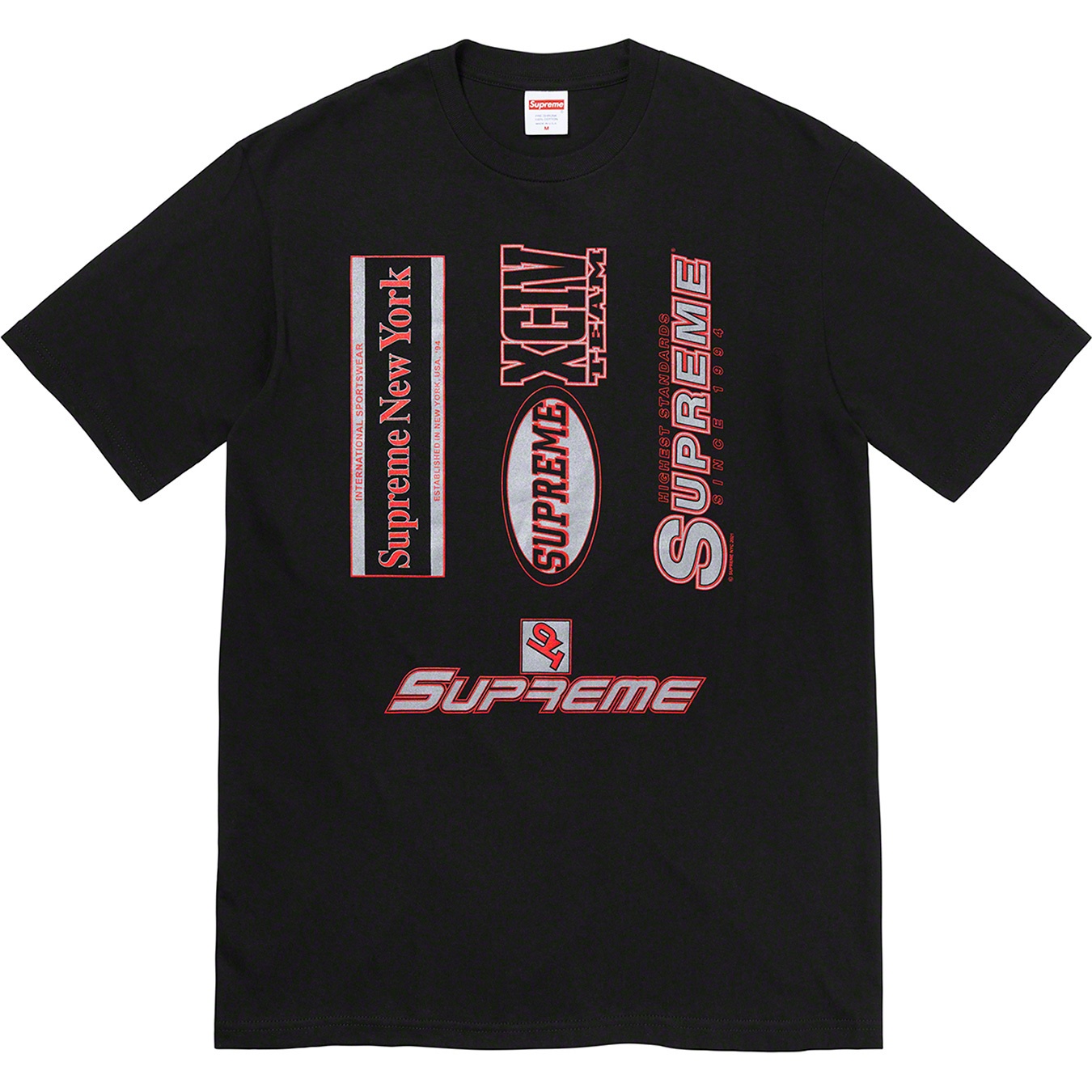 Supreme Multi Logos Tee (FW21) - Black - $38