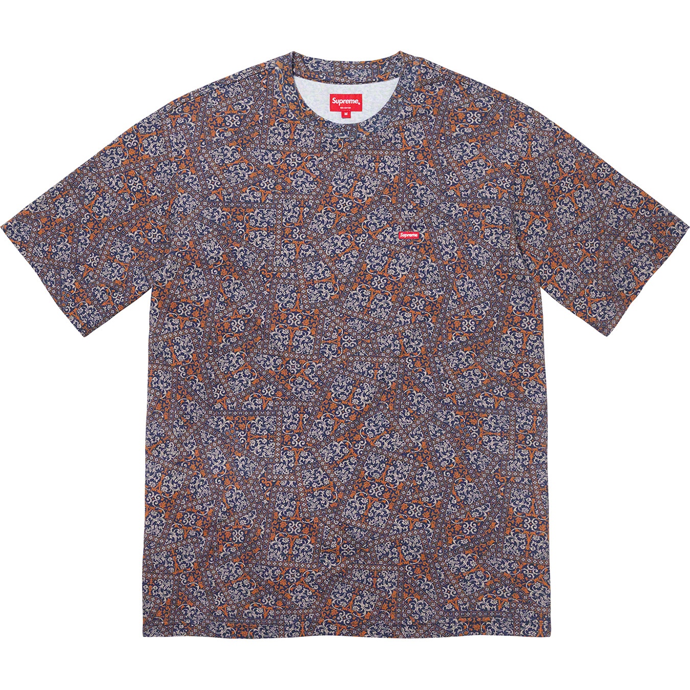 Supreme Small Box Tee (FW21) - Navy Floral Cards - $58