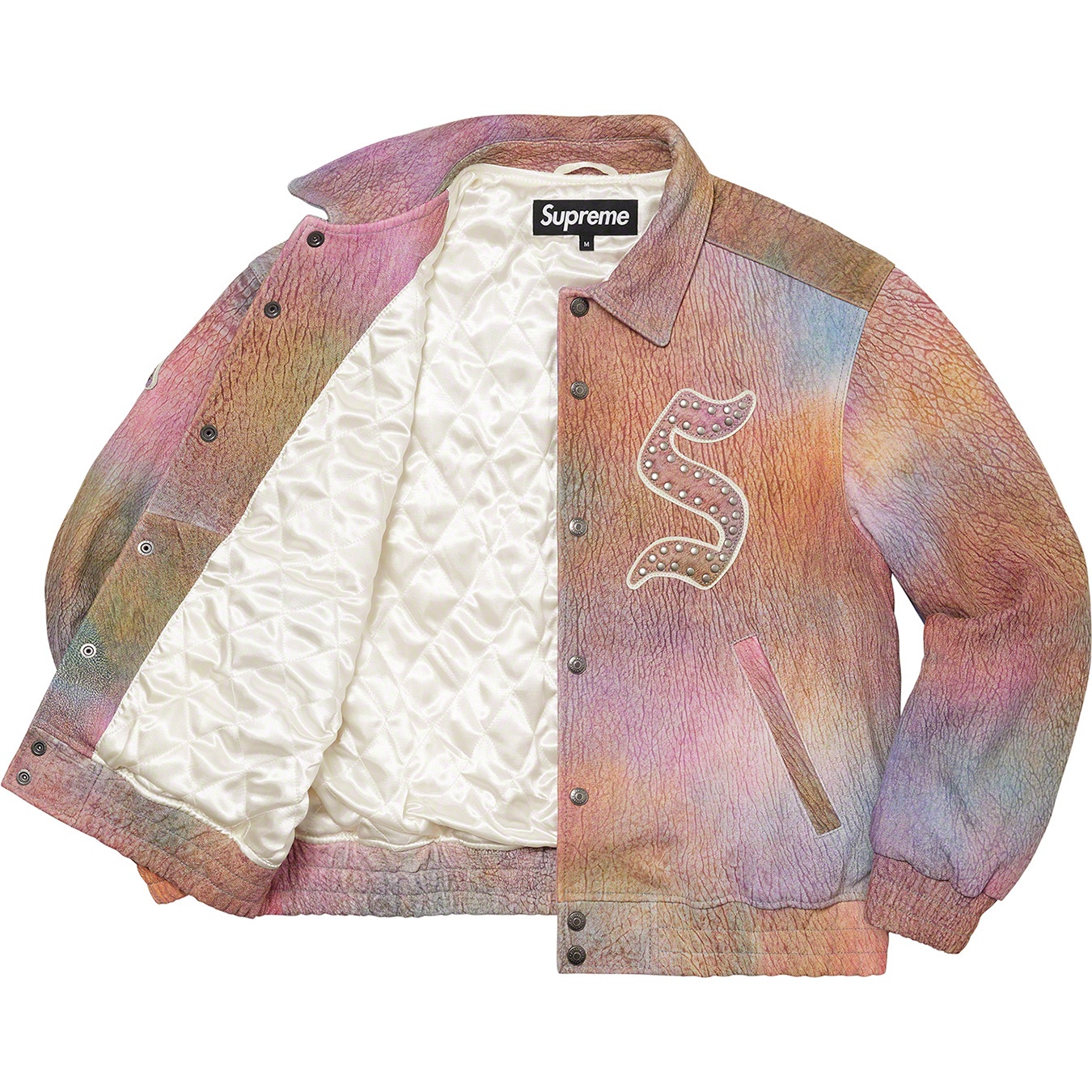 Supreme Pebbled Leather Varsity Jacket (FW21) - Multicolor - $798