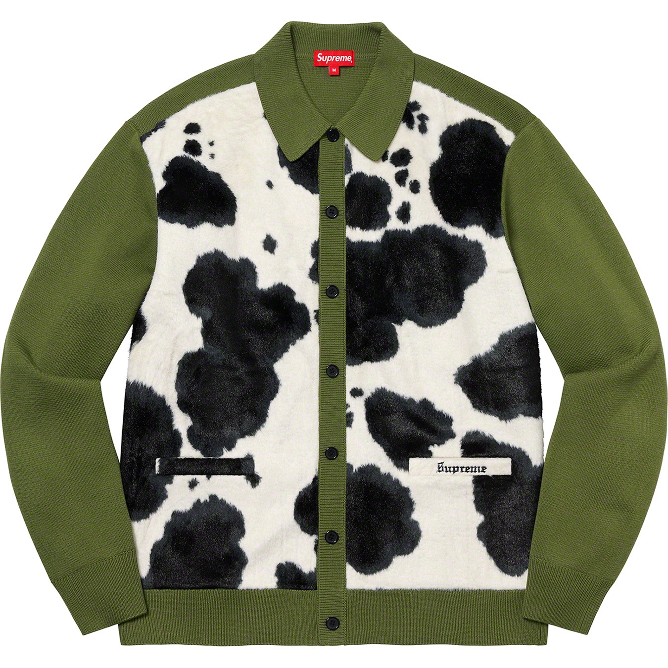 Supreme Cow Print Cardigan (FW21) - Moss - $178