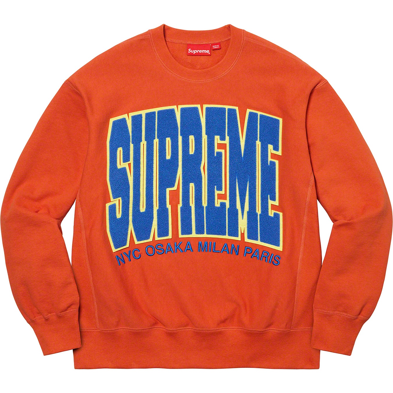 Supreme Cities Arc Crewneck (FW21) - Burnt Orange - $158