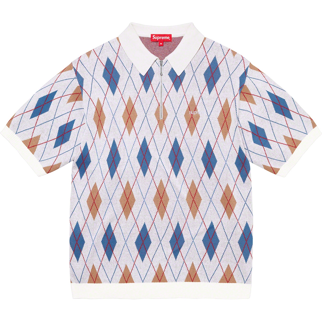 Supreme Argyle Zip Polo (FW21) - White - $118