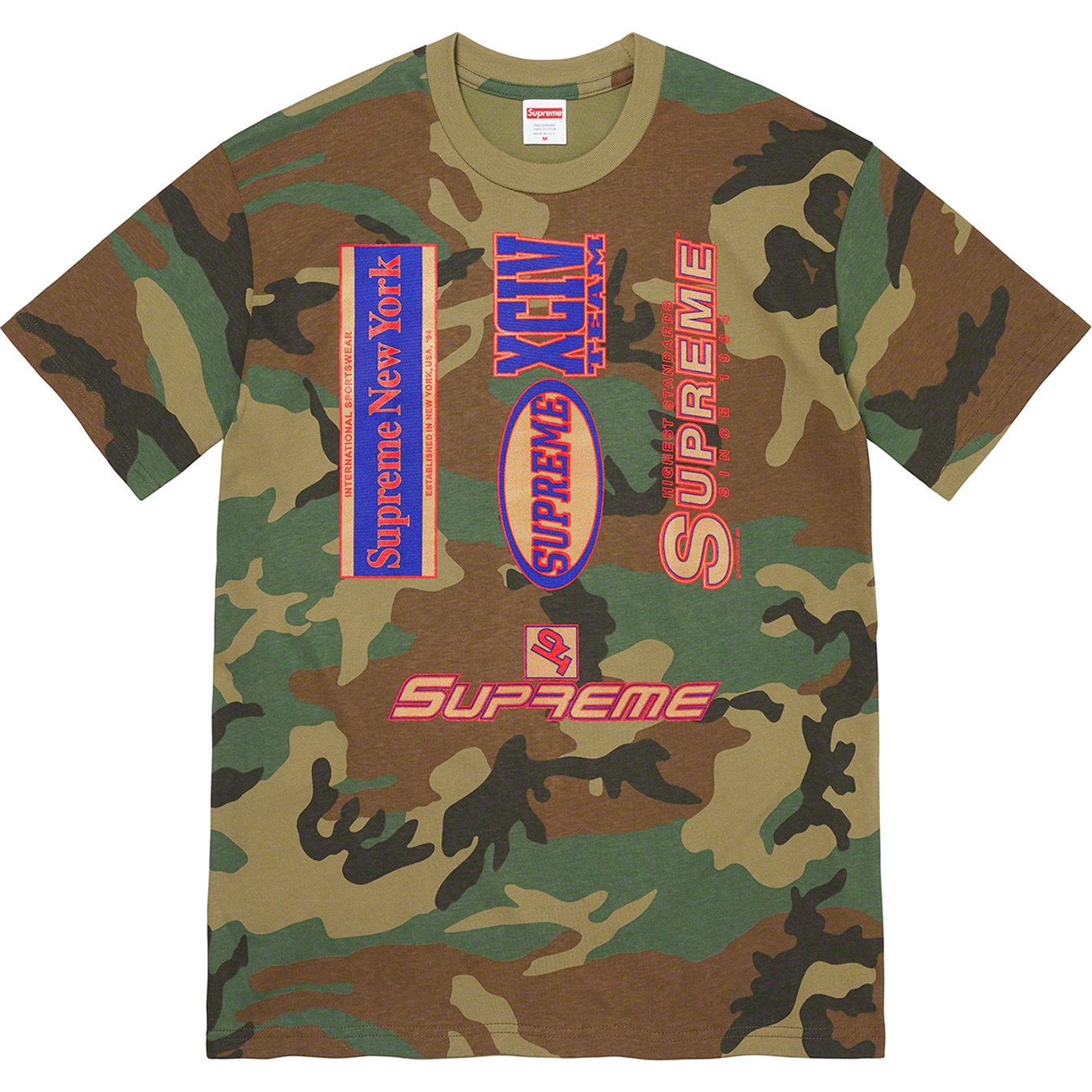 Supreme Multi Logos Tee (FW21) - Woodland Camo - $38