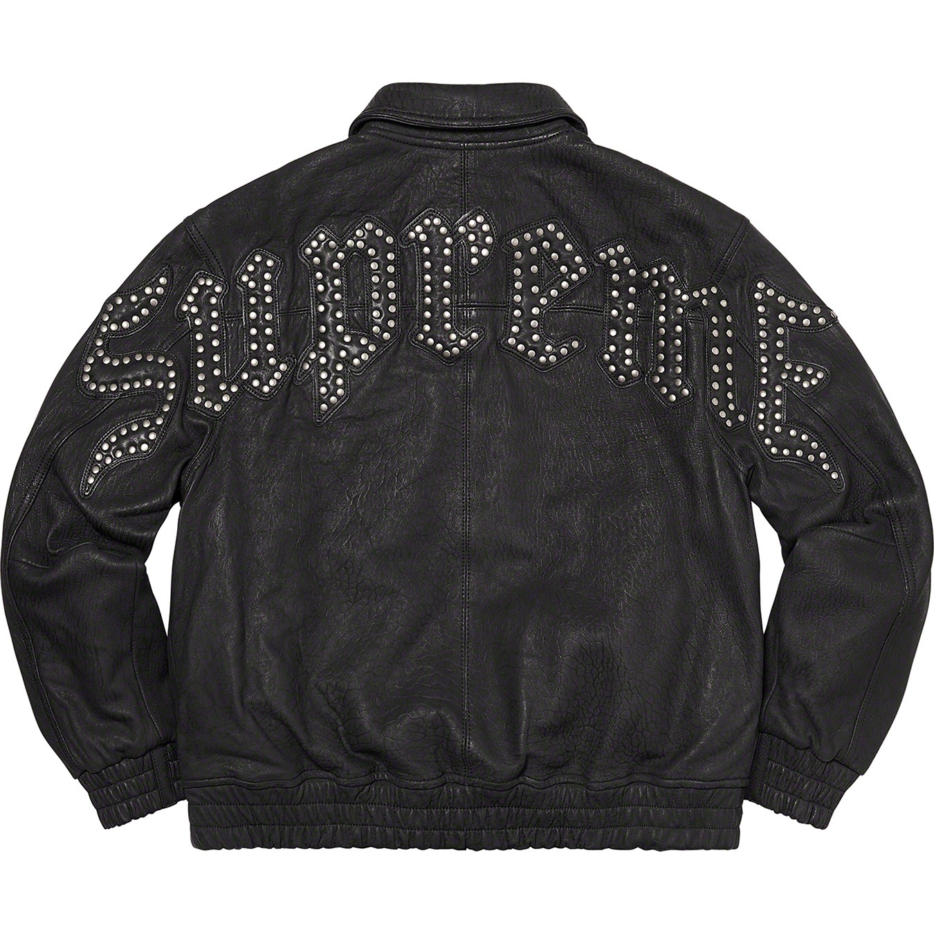 Supreme Pebbled Leather Varsity Jacket (FW21) - Black - $798