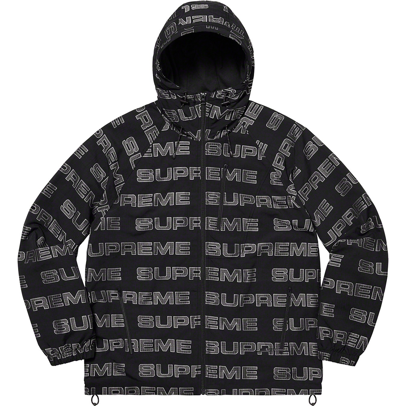 Supreme Logo Ripstop Hooded Track Jacket (FW21) - Black - $178