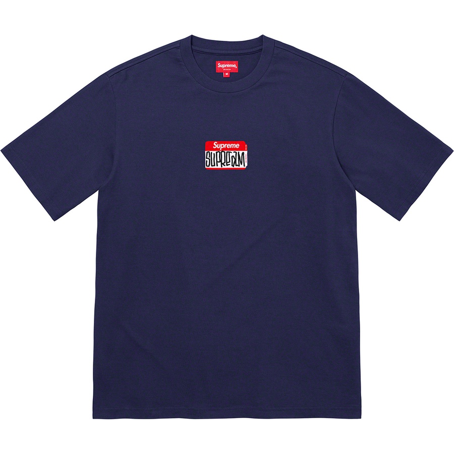 Supreme Gonz Nametag S S Top (FW21) - Washed Navy - $68