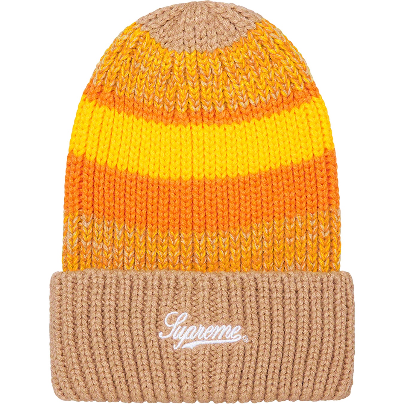 Supreme Mixed Stripe Beanie (FW21) - Tan - $38