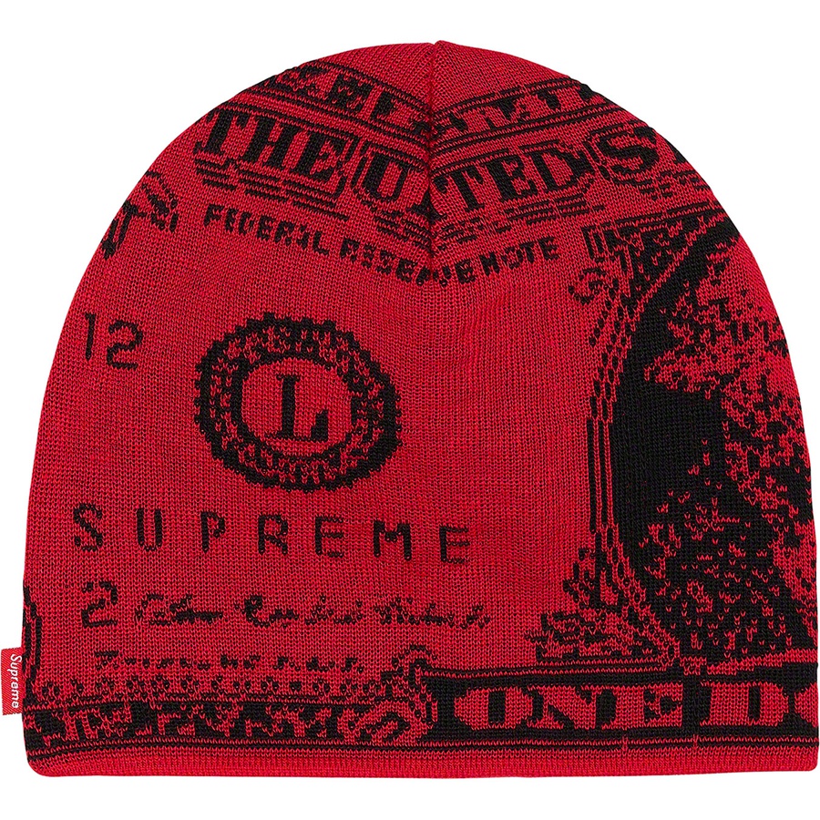 Supreme Dollar Beanie (FW21) - Red - $38