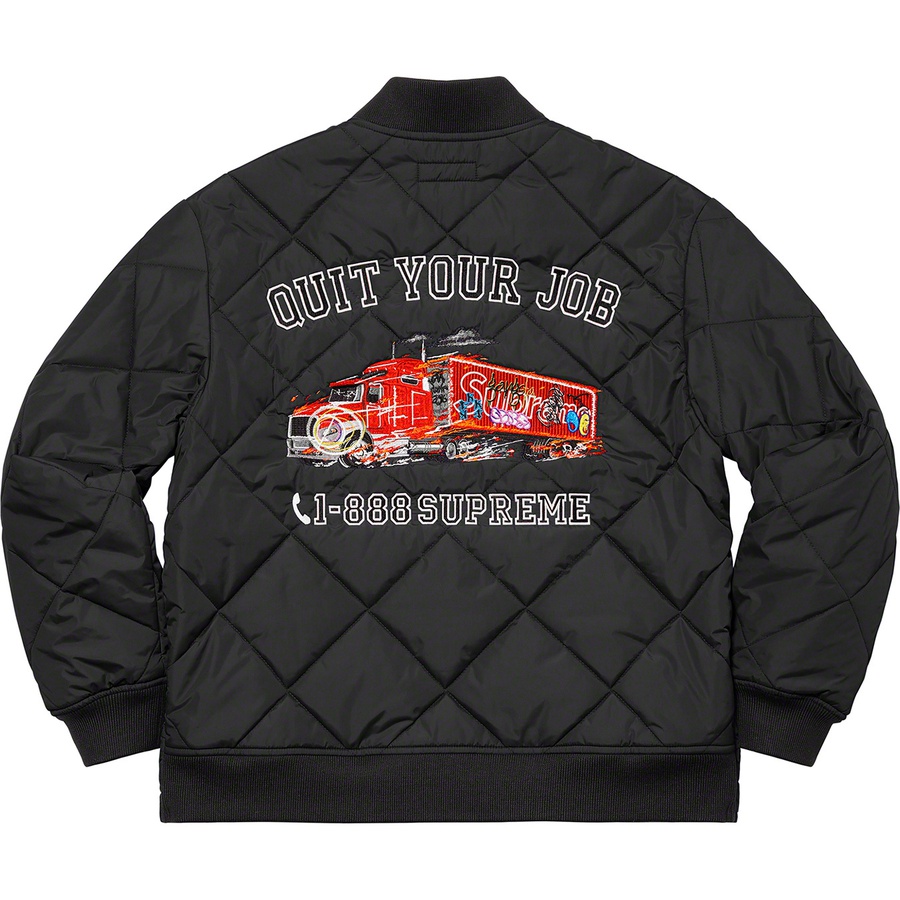 Supreme Quit Your Job Quilted Work Jacket (FW21) - Black - $198