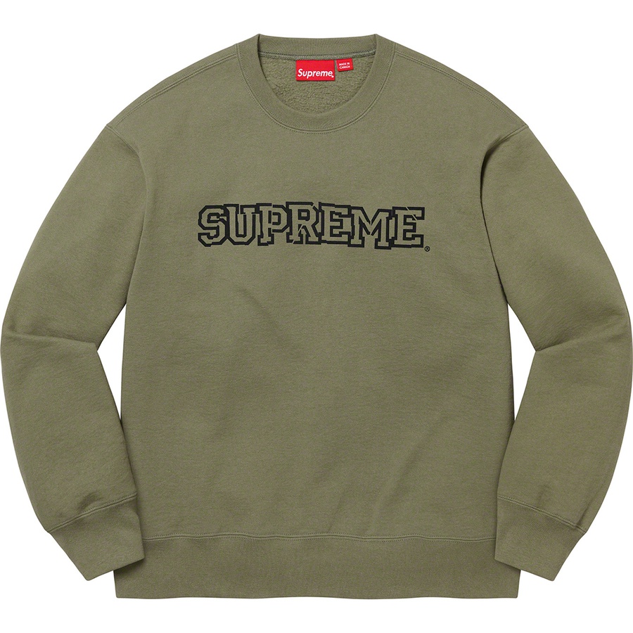 Supreme Shattered Logo Crewneck (FW21) - Light Olive - $138