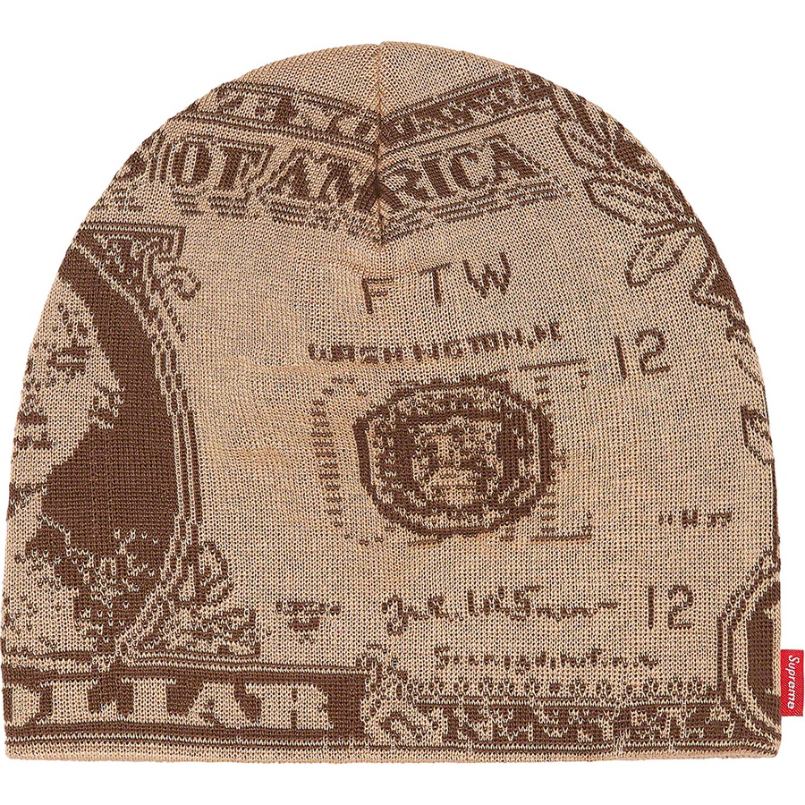 Supreme Dollar Beanie (FW21) - Tan - $38