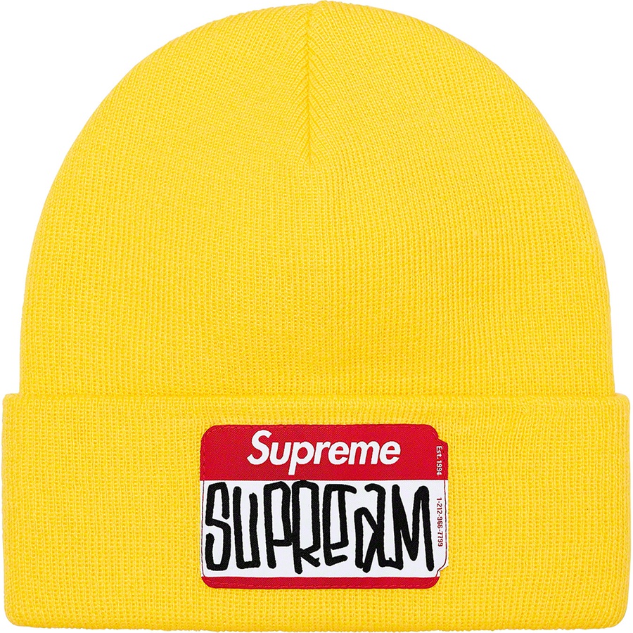 Supreme Gonz Nametag Beanie (FW21) - Yellow - $38