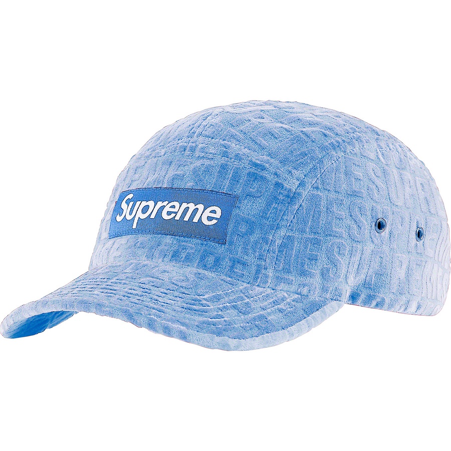 Supreme Velvet Pattern Camp Cap (FW21) - Light Blue - $58