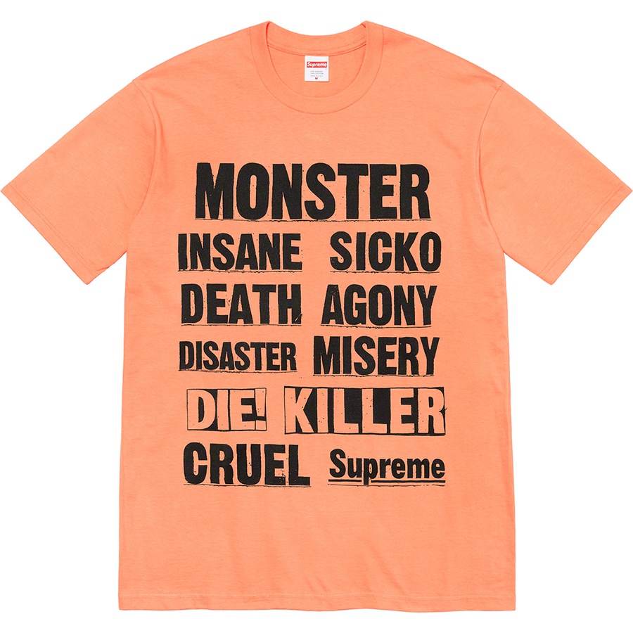 Supreme Monster Tee (FW21) - Peach - $38