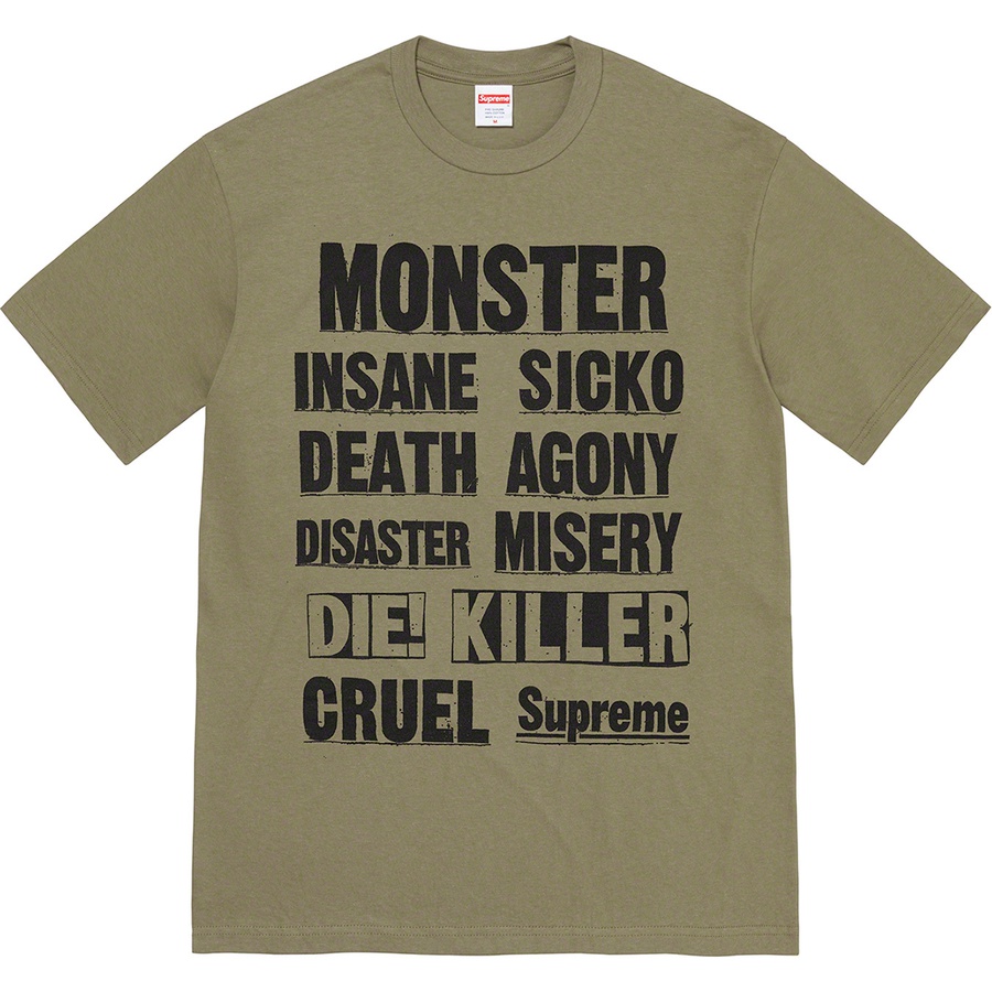 Supreme Monster Tee (FW21) - Light Olive - $38
