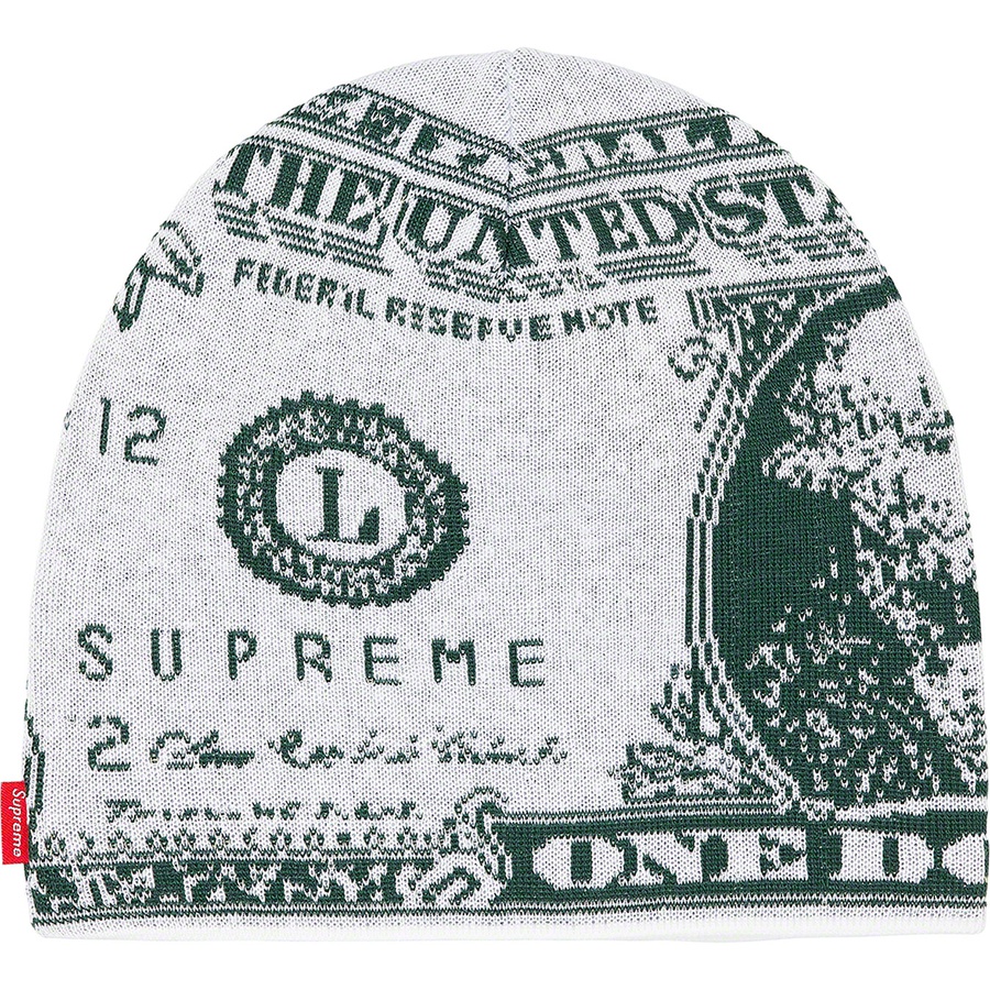 Supreme Dollar Beanie (FW21) - White - $38