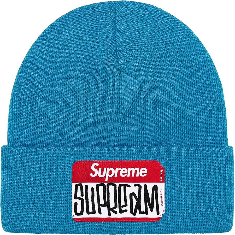 Supreme Gonz Nametag Beanie (FW21) - Teal - $38