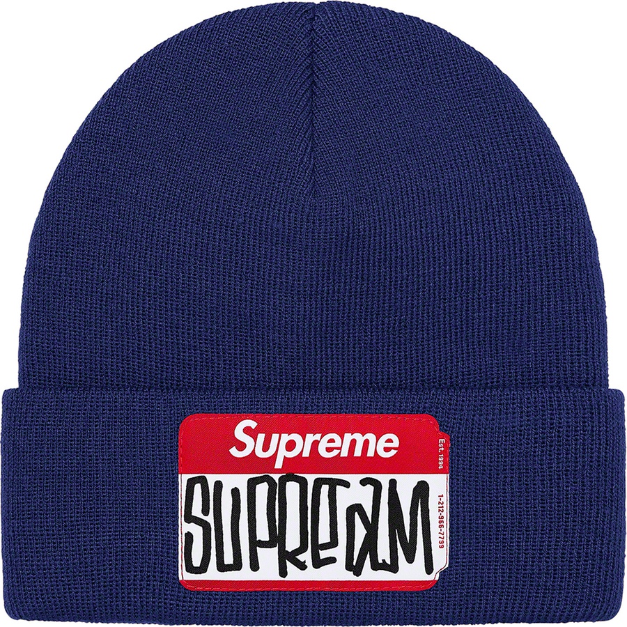 Supreme Gonz Nametag Beanie (FW21) - Navy - $38