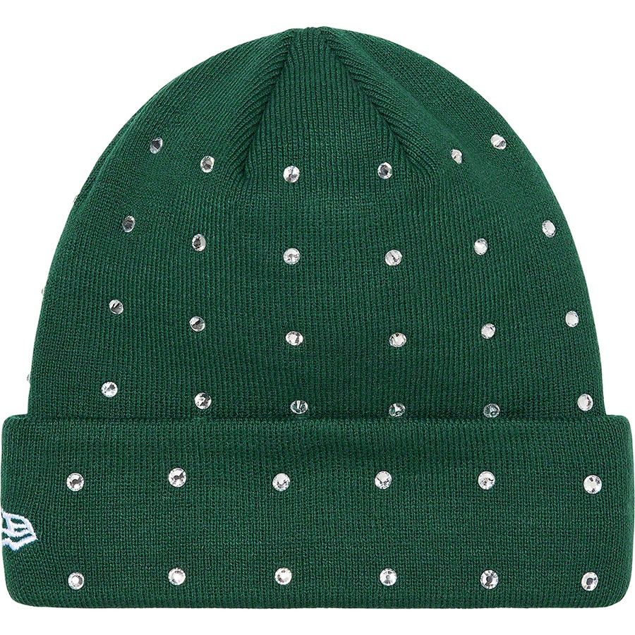 Supreme New Era Rhinestone Beanie (FW21) - Dark Green - $48