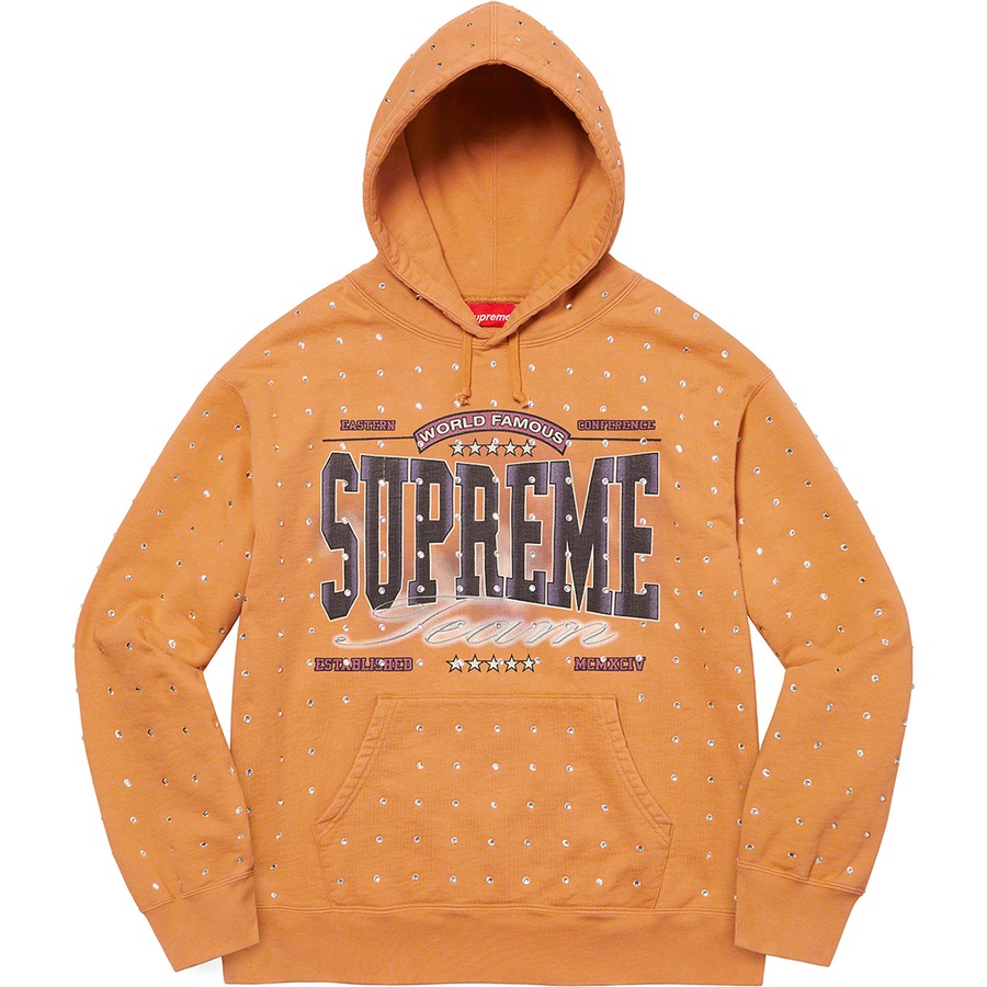 Supreme Rhinestone Hooded Sweatshirt (FW21) - Light Mustard - $168