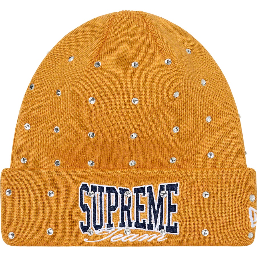 Supreme New Era Rhinestone Beanie (FW21) - Light Mustard - $48