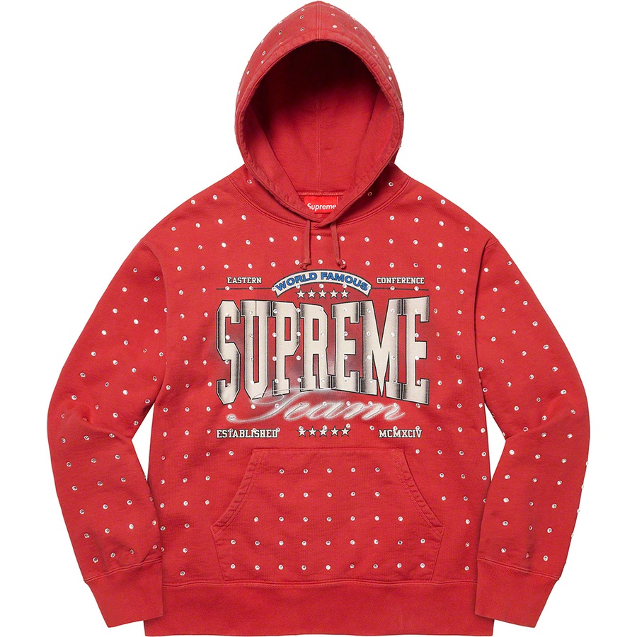 Supreme Rhinestone Hooded Sweatshirt (FW21) - Burnt Red - $168