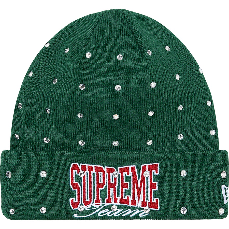 Supreme New Era Rhinestone Beanie (FW21) - Dark Green - $48