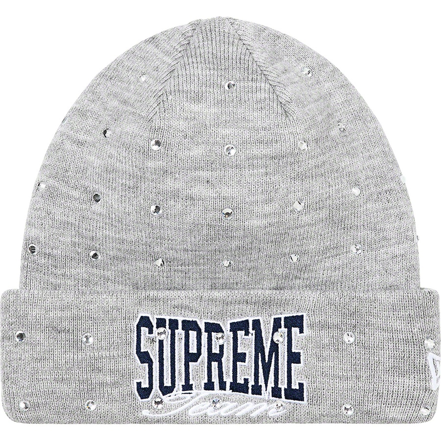 Supreme New Era Rhinestone Beanie (FW21) - Heather Grey - $48