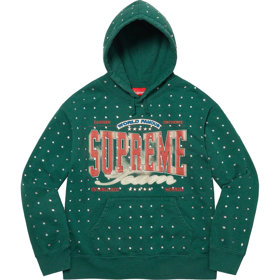 Supreme Rhinestone Hooded Sweatshirt (FW21) - Dark Green - $168