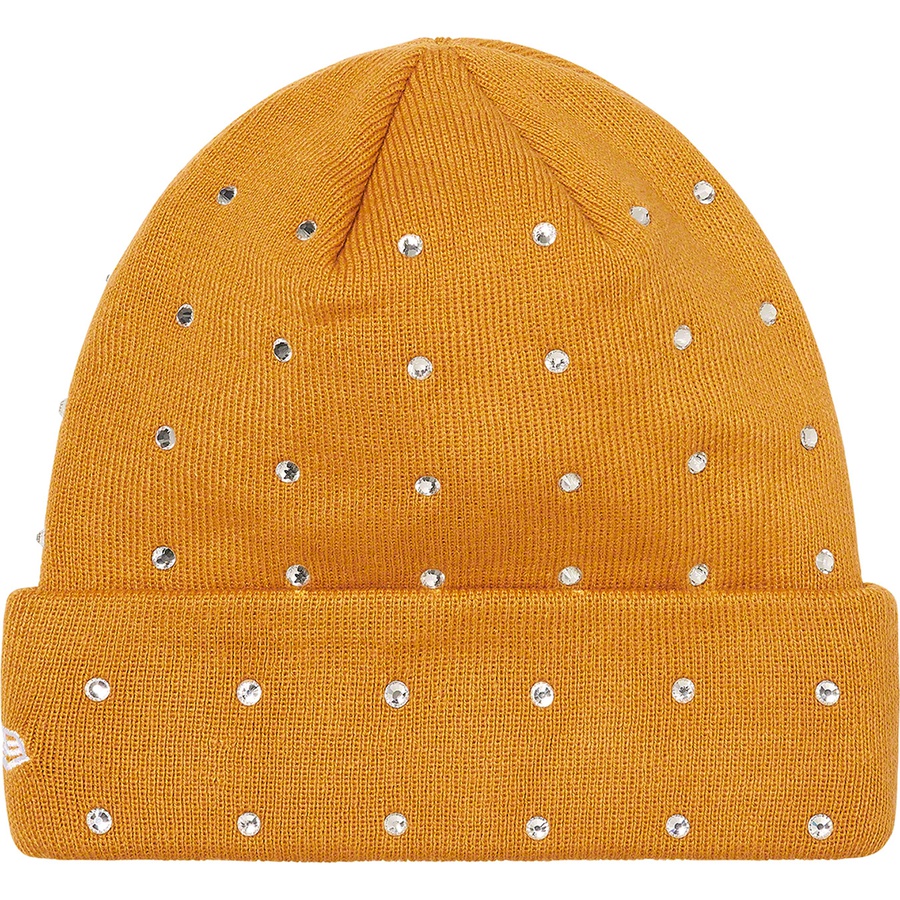 Supreme New Era Rhinestone Beanie (FW21) - Light Mustard - $48