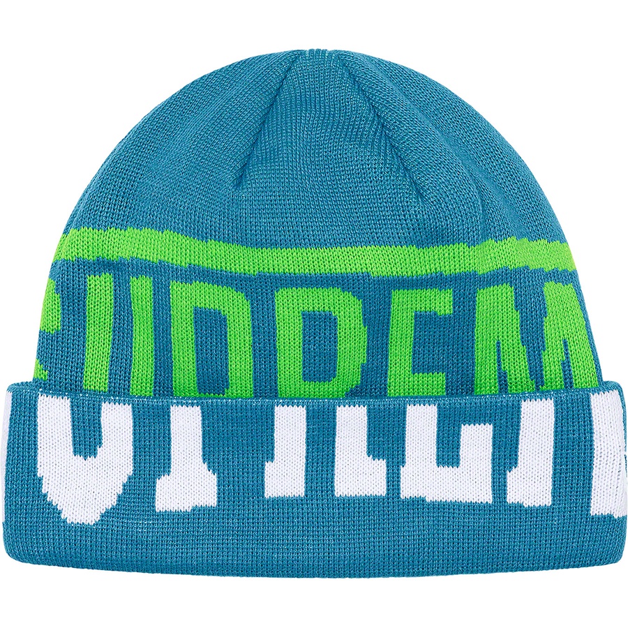 Supreme New Era 2-Tone Logo Beanie (FW21) - Teal - $38