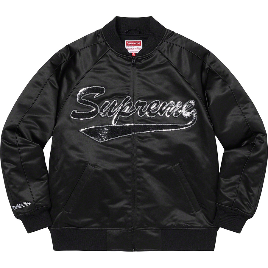 Supreme Supreme Mitchell & Ness Sequin Logo Varsity Jacket (FW21) - Black - $248