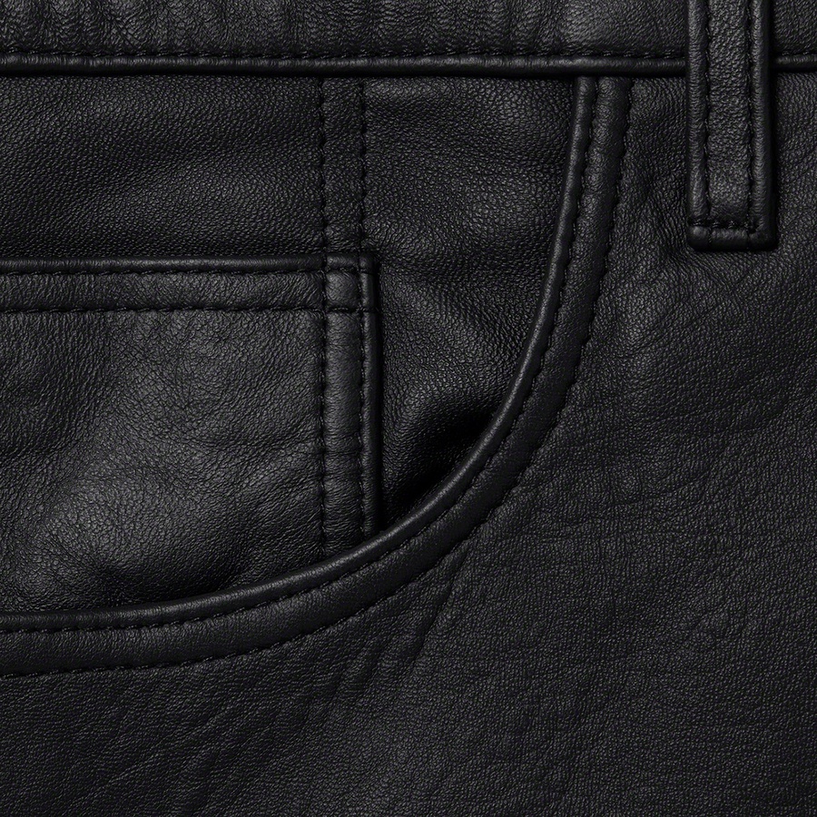 Supreme Leather 5-Pocket Jean (FW21) - Black - $398