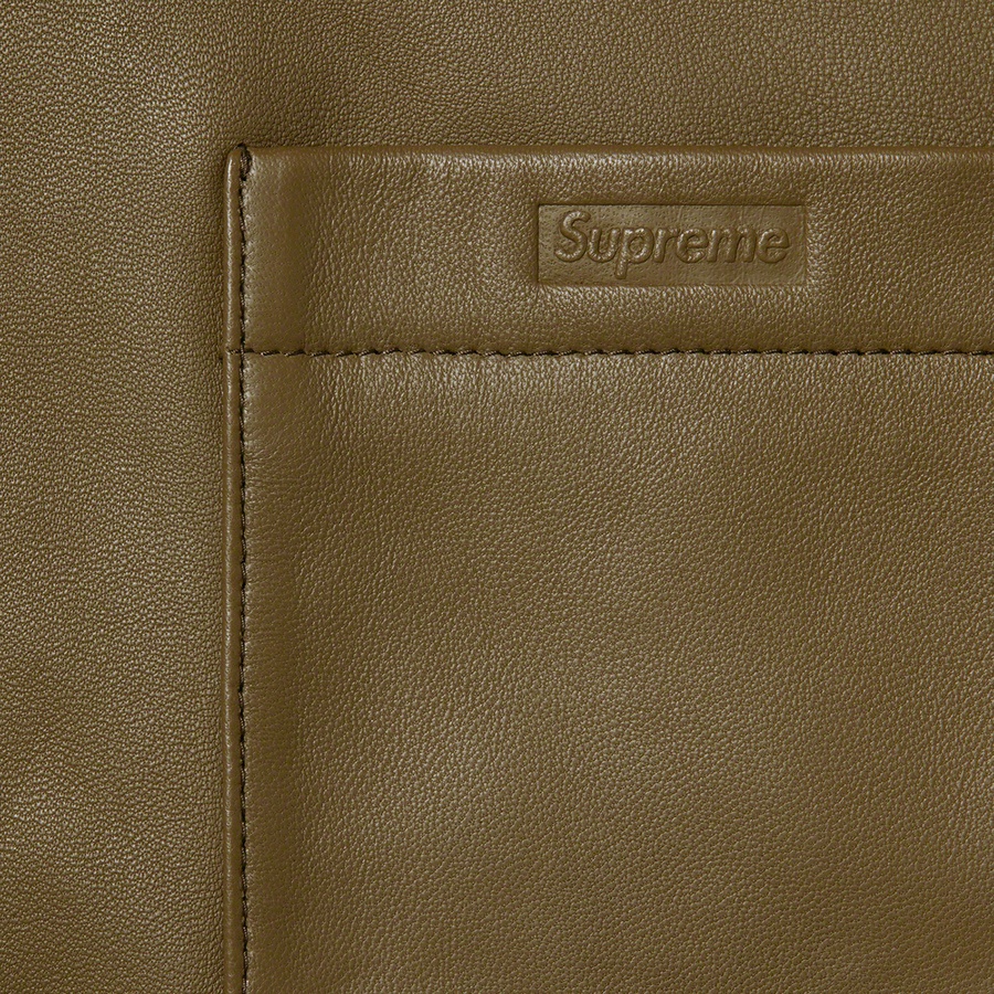 Supreme Leather Shirt (FW21) - Olive - $298
