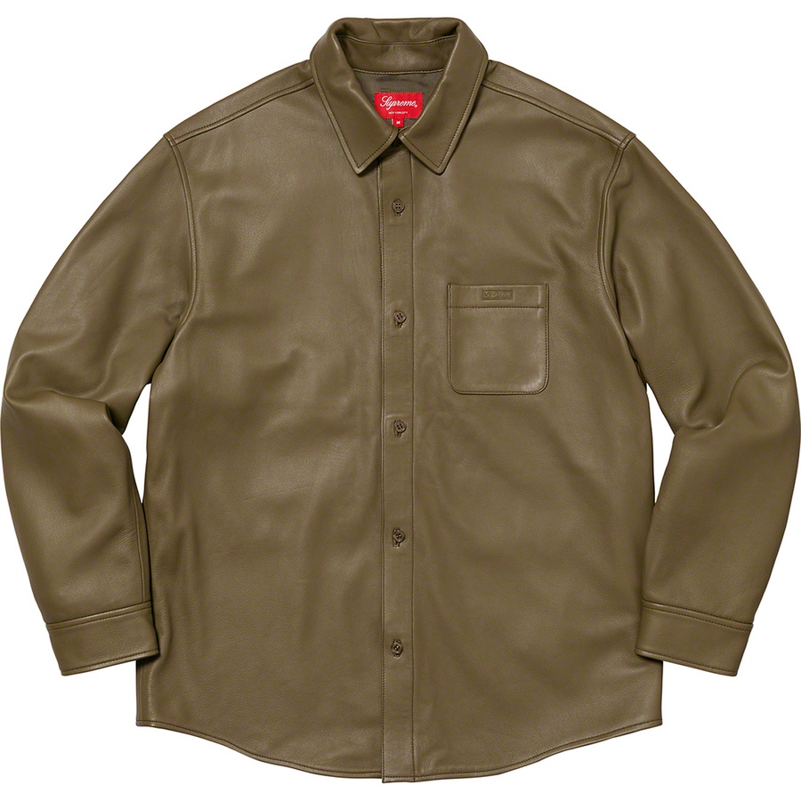Supreme Leather Shirt (FW21) - Olive - $298