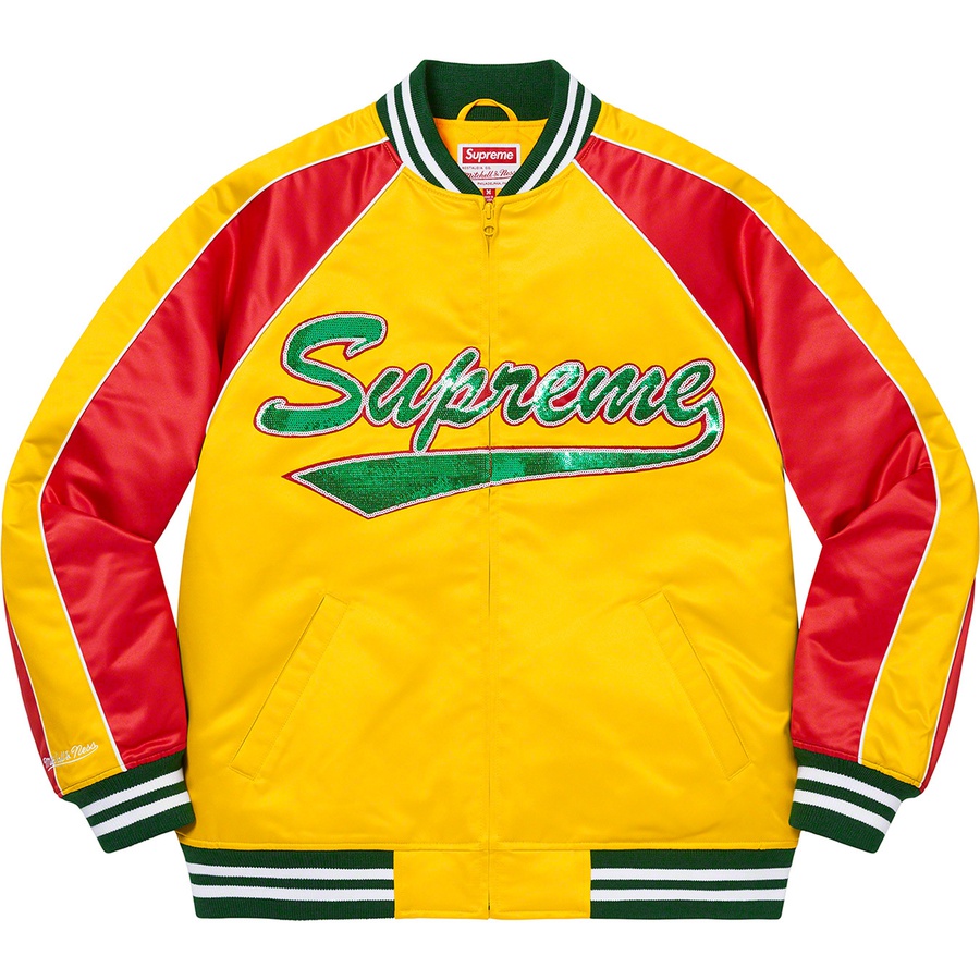Supreme Supreme Mitchell & Ness Sequin Logo Varsity Jacket (FW21) - Gold - $248